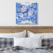 Denim-broekjans, Kittens en Lace Canvas Afdruk (Insitu (Slaapkamer))