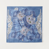 Denim-broekjans, Kittens en Lace Wandkleed (Voorkant (horizontaal))
