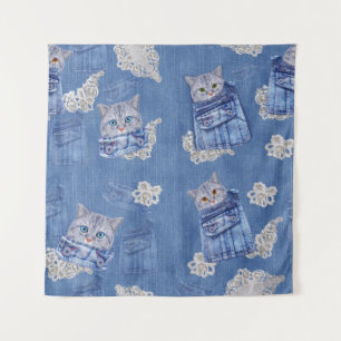 Denim-broekjans, Kittens en Lace Wandkleed