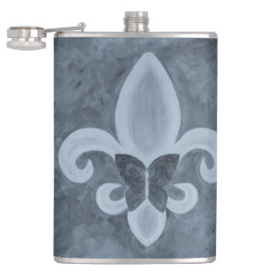 Denim Butterfleur Blue Fleur de Lis Butterfly Heupfles