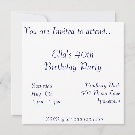 Denim Butterfly Birthday Uitnodigingen (Achterkant)