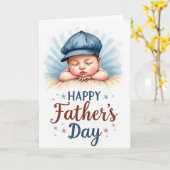 Denim Cap Vaderdag Wenskaart Kaart (Gele Bloem)