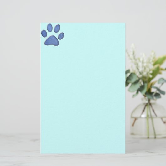 denim cat paw-afdruk briefpapier (Staand voorkant)