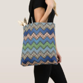 Denim Chevron All-Over-Print Canvas tas (Dichtbij)
