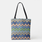 Denim chevron all-over-print tas (Achterkant)