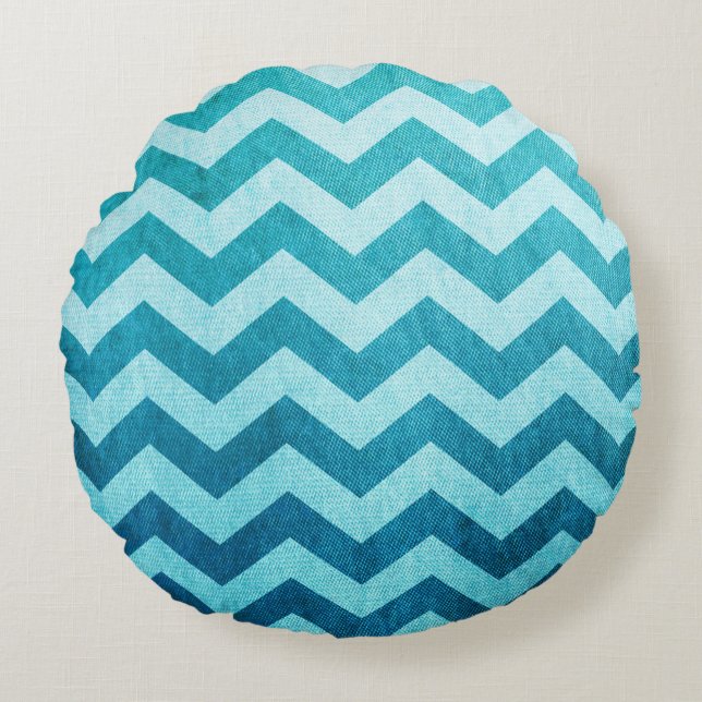 Denim Chevron van Shirley Taylor Rond Kussen (Voorkant)