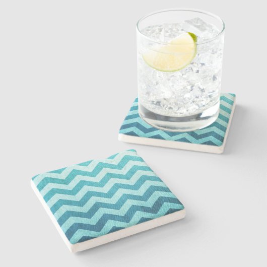 Denim Chevron van Shirley Taylor Stenen Onderzetter (Zijkant)