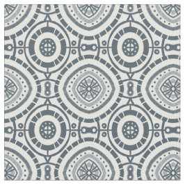 Denim Circular Geometric Tegel Pattern Stof