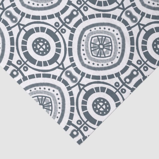 Denim Circular Tegel Blue White Pattern Tissuepapier (Detail)