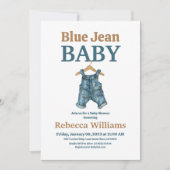 Denim Clothesline Boy Blue Jean Baby shower Kaart (Voorkant)