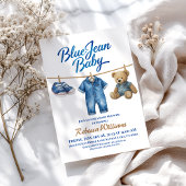 Denim Clothesline Boy Blue Jean Baby shower Kaart
