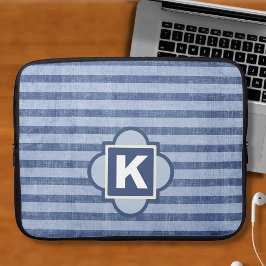 Denim Color Blue Stripe Monogram laptophoes Laptop Sleeve