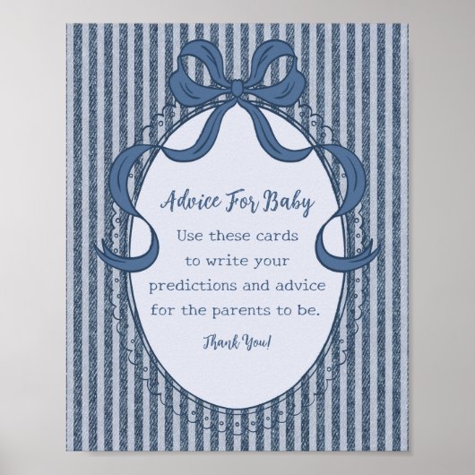 Denim Coquette Bow Blue Jean Advice for Baby Poster (Voorkant)