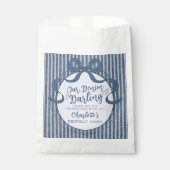 Denim Coquette Bow Blue Jean Baby Birthday Bedankzakje (Voorkant)