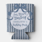 Denim Coquette Bow Blue Jean Baby Birthday Favor Blikjeskoeler (Achterkant)