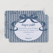 Denim Coquette Bow Blue Jean Baby Diaper Raffle Informatiekaartje (Voorkant / Achterkant)
