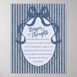 Denim Coquette Bow Blue Jean Baby Diaper Thoughts Poster