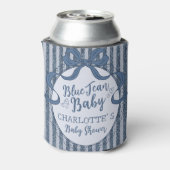 Denim Coquette Bow Blue Jean Baby Shower Favor Blikjeskoeler (Blikje Achterkant)