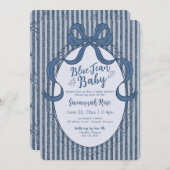 Denim Coquette Bow Blue Jean Baby Shower Kaart (Voorkant / Achterkant)