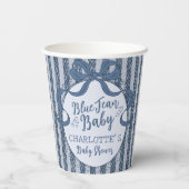 Denim Coquette Bow Blue Jean Baby Shower Papieren Bekers (Achterkant)