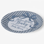 Denim Coquette Bow Blue Jean Baby Shower Papieren Bordje (Gekanteld)