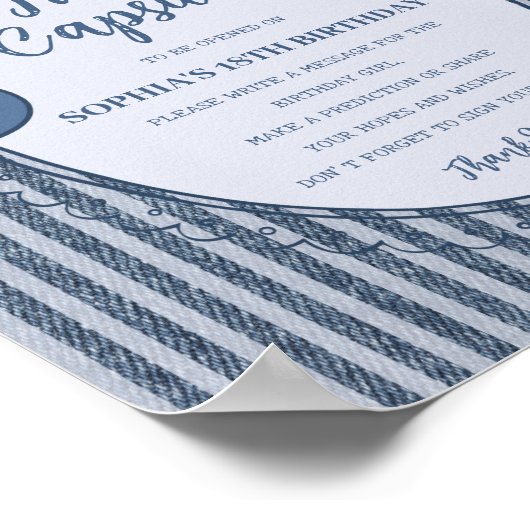 Denim Coquette Bow Blue Jean Birthday Time Capsule Poster (Hoek)