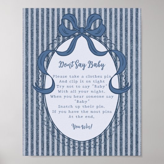 Denim Coquette Bow Blue Jean Dont Say Baby Game Poster (Voorkant)