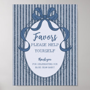 Denim Coquette Strik Blauwe Spijkerbaby Favorieten Poster