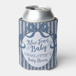Denim Coquette Strikje Blauw Jean Baby Shower Favo Blikjeskoeler