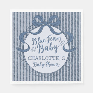Denim Coquette Strikje Blauw Jeans Baby Shower Servet