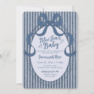 Denim Coquette Strikje Blauwe Jean Baby Shower Kaart