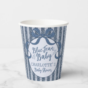 Denim Coquette Strikje Blauwe Jean Baby Shower Papieren Bekers