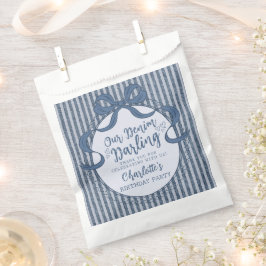 Denim Coquette Strikje Blauwe Spijkerbaby Verjaard Bedankzakje