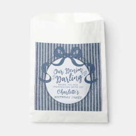 Denim Coquette Strikje Blauwe Spijkerbaby Verjaard Bedankzakje