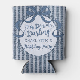 Denim Coquette Strikje Blauwe Spijkerbaby Verjaard Blikjeskoeler