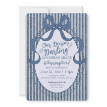 Denim Coquette Strikje Blauwe Spijkerbaby Verjaard