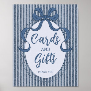 Denim Coquette Strikje Blauwe Spijkerkaarten en Ca Poster