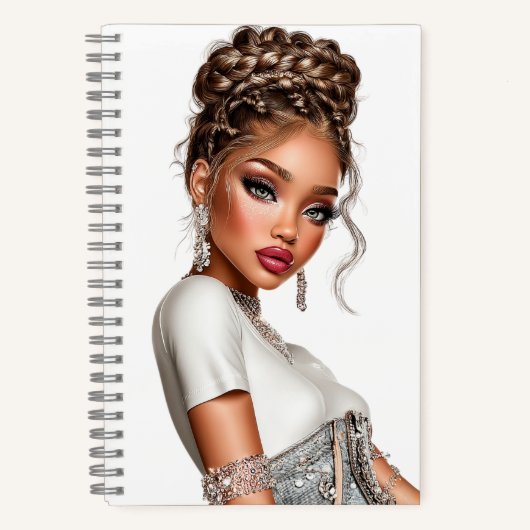  Denim Corset Glam Girl Spiral Notebook Notitieboek (Voorkant)