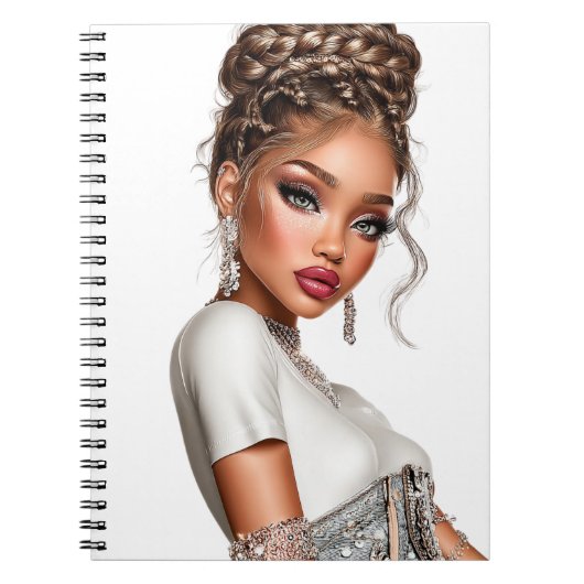  Denim Corset Glam Girl Spiral Photo Notebook Notitieboek (Voorkant)