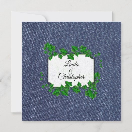 Denim Country Wedding Invitation 5,25 x 5,25 Kaart (Achterkant)