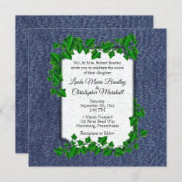 Denim Country Wedding Invitation 5,25 x 5,25 Kaart