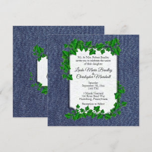 Denim Country Wedding Invitation 5,25 x 5,25 Kaart