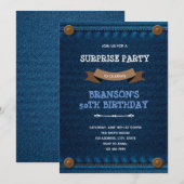 Denim cowboy verjaardag thema uitnodiging (Voorkant / Achterkant)