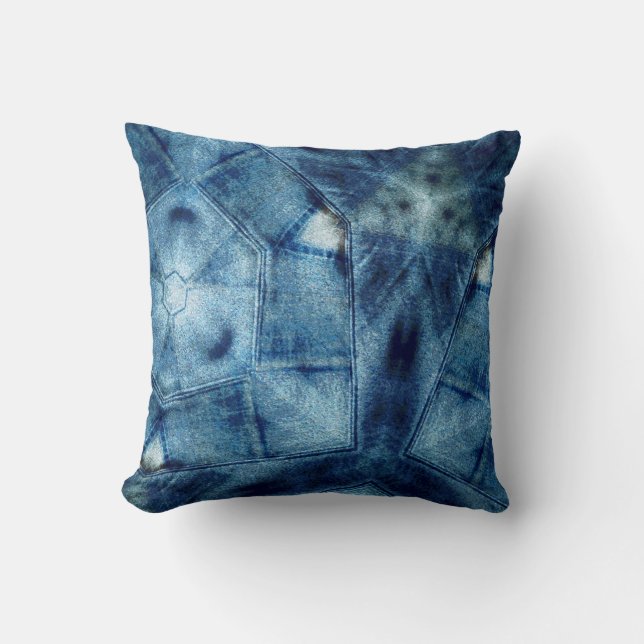 Denim Crazy Quilt Kussen (Voorkant)