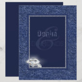 Denim & diamanten briefpapier papier. (Voorkant / Achterkant)