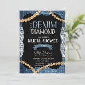 Denim-diamanten en goudparels kaart (Staand voorkant)