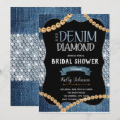 Denim-diamanten en goudparels kaart (Voorkant / Achterkant)