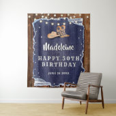 Denim Diamanten Westerse Roestige Verjaardag Achte Wandkleed (In situ)