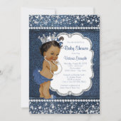 Denim Diamond Afro-Amerikaans Meisje Baby shower Kaart (Voorkant)