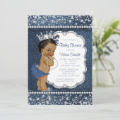 Denim Diamond Afro-Amerikaans Meisje Baby shower Kaart (Staand voorkant)